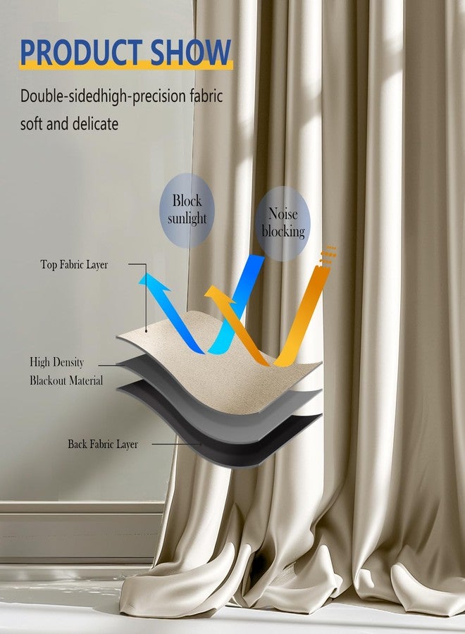Cbsroro Room Divider Blackout Curtain Track Curtains Wall Dividers Panels Screen for Living Rooms Bedroom Office Privacy Partition Separation, W100 × L96 Inch,1 Panel, Beige - Image 5